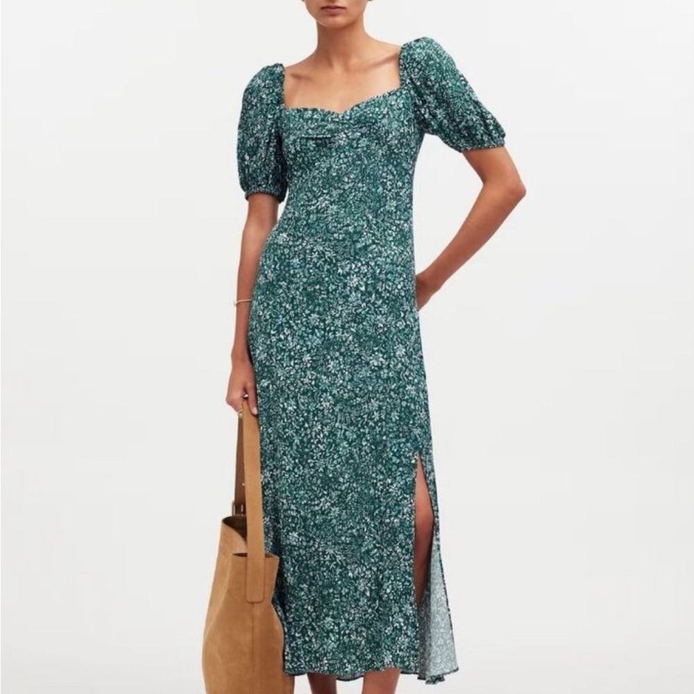 Madewell - puff sleeve sweetheart midi dress in floral